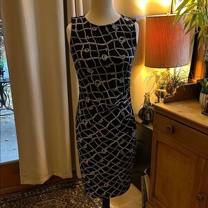 Brooks Brothers Black and White Geometric Midi Dress